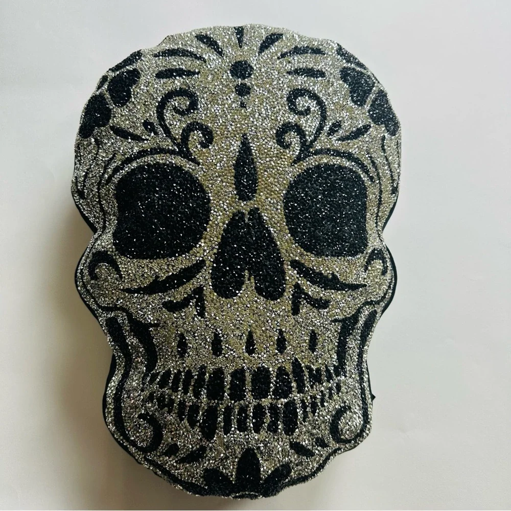 Sparkles Home Sugar Skull Rhinestone Throw Pillow